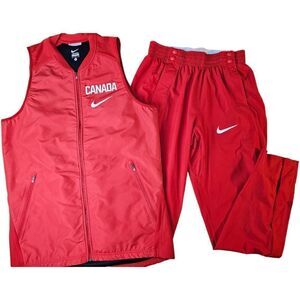 Nike Canada Red Warm Up Track Suit Pants Vest